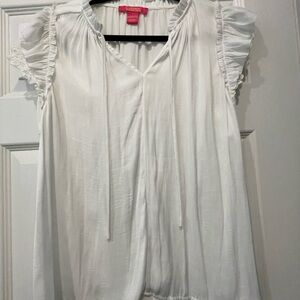 Catherine Malandrino White Ruffle Sleeve Blouse